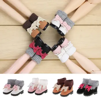

4 Pairs Girl Doll Shoes Bowknot PU Leather Boots for 1/6 Blythe Azone Licca Dolls Accessories Decoration Children Kids Toys Gift