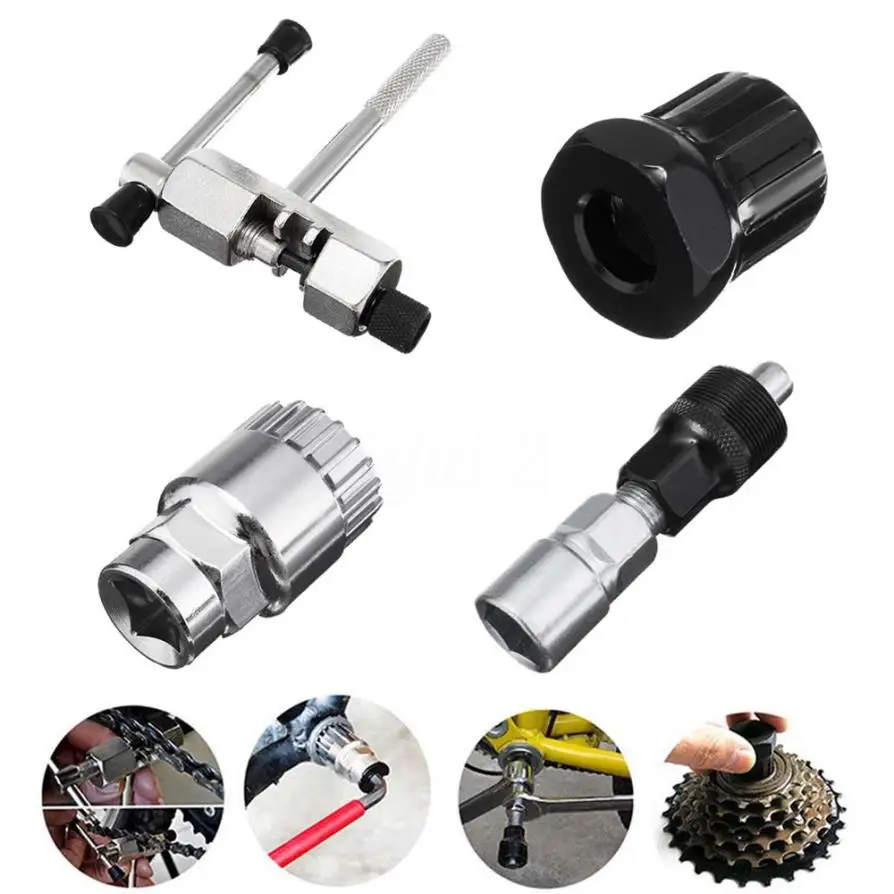 4Pc Mountain Bike MTB Bicycle Crank Chain Axis Extractor Removal Repair