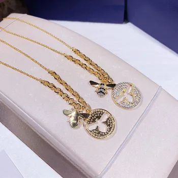 

New Arrival Real 925 Sterling Silver Bee Pendant Fashion Unique Designer Women Statement Necklace Cute Bijoux