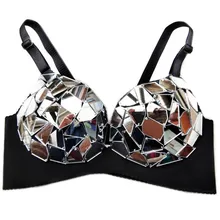 Сексуальный флэш-Бюстгальтер зеркальный сценический шоу танцевальная одежда Бюстгальтер для выступления модный универсальный ручной работы Diy сверкающий нижнее белье бюстгальтер DJ костюм