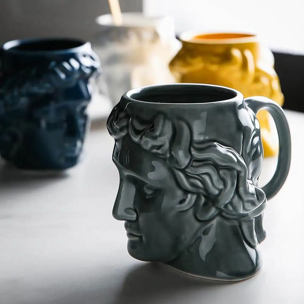 1 Pcs Creative 3D Style David Sculpture Ceramic Mug Coffee Tea Milk Drinking Cups with Handle Coffee Mug for Office Novelty Gif