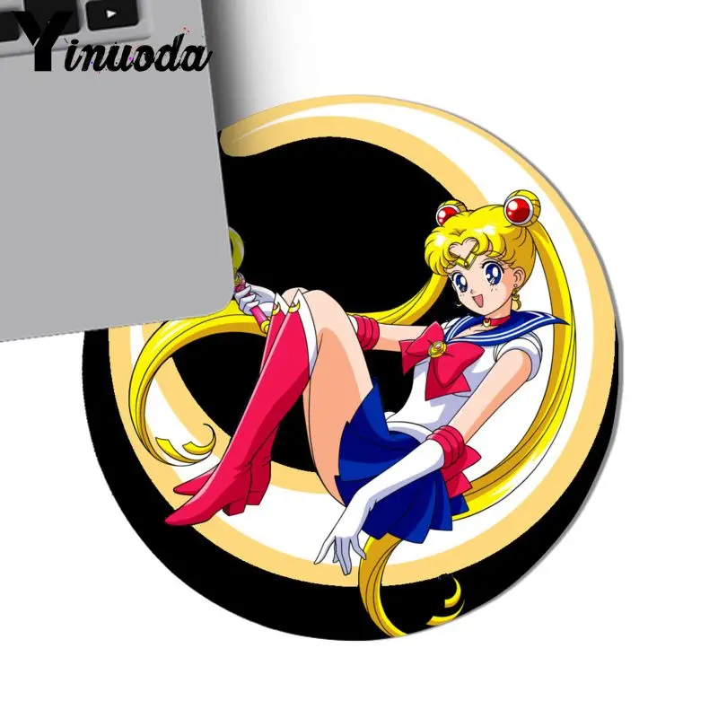 Yinuoda Beautiful Anime Sailor Moon anime girl Soft Rubber Professional Gaming Mouse Pad Computer Comfort small round Mouse Mat