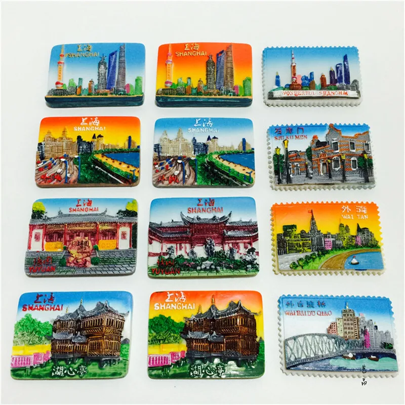 12pcs/set Shanghai China Refrigerator Stickers Travel