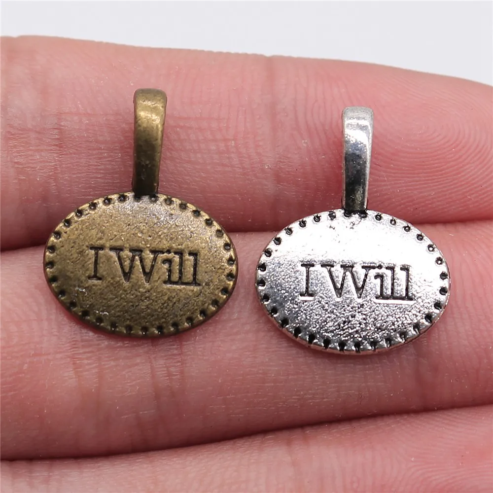 

WYSIWYG 10pcs 20x16mm Pendant I Will Plates I Will Charm Pendants For Jewelry Making Antique Silver I Will Pendants Plates