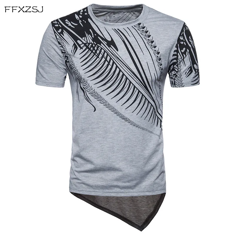 

FFXZSJ 2018 high quality summer fashion men's casual simple hip-hop wind dragon print short sleeve T-shirt