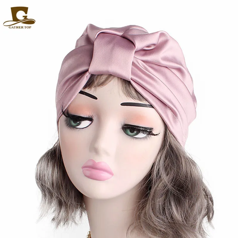 New Women Luxury Silky Stretchy Turban Headwrap Chemo Cap for Hair loss