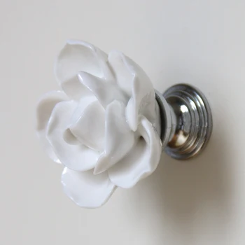 

new design white ceramic flower knobs cabinet pull kitchen cupboard knob kids drawer knobs