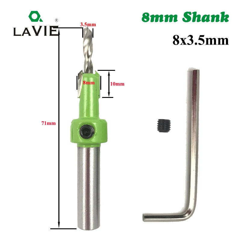 LAVIE 1 шт. 8 мм Хвостовик HSS Деревообработка Ti Зенковка Rounter долото экстрактор Remon снос древесины фрезерный резец MC02030