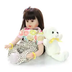 Reborn Baby Dolls девушка с длинными волосами модель 24 дюймов Реалистичная силиконовая кукла красивые Новорожденные принцессы для детей Playmates