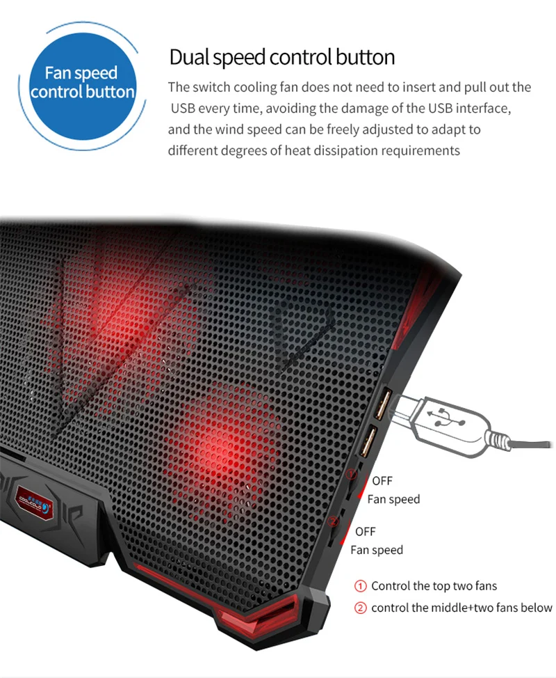 Coolcold ноутбук ПК охлаждающая подставка для ноутбука с воздушным охлаждением 5 вентиляторов USB Эргономичный регулируемый держатель для ноутбука 15,6 17