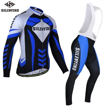 

SIILENYOND Thermal Fleece Mens Winter long jersey bib Cycling Jersey Set Ropa Ciclismo keep Warm Racing Bicycle Clothing Set