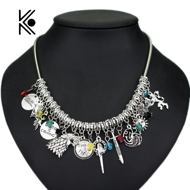 DIY Jewelry Game Of Thrones Choker Necklaces Wolf House Stark Winter Is Coming Snake Chain Pendant & Necklace Drop Shipping