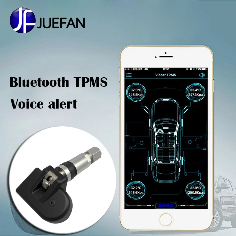 

Smart Car TPMS Bluetooth wireless Tyre Pressure Monitoring System car Security Alarm Systems aluminum alloy