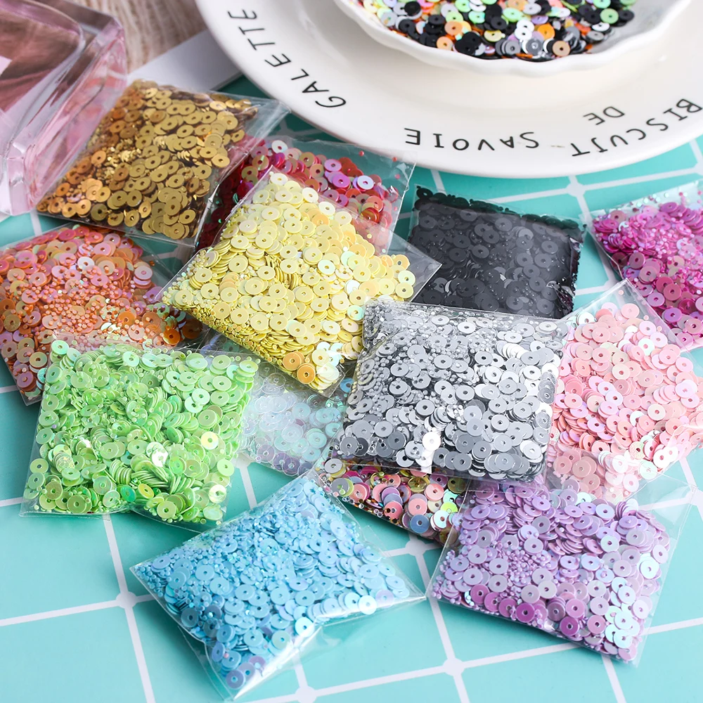 1000Pcs/Bag New 4mm Multicolor Plastic Loose Sequins For Home Party Wedding Decor Embellishment DIY Crafts Sewing Accessories