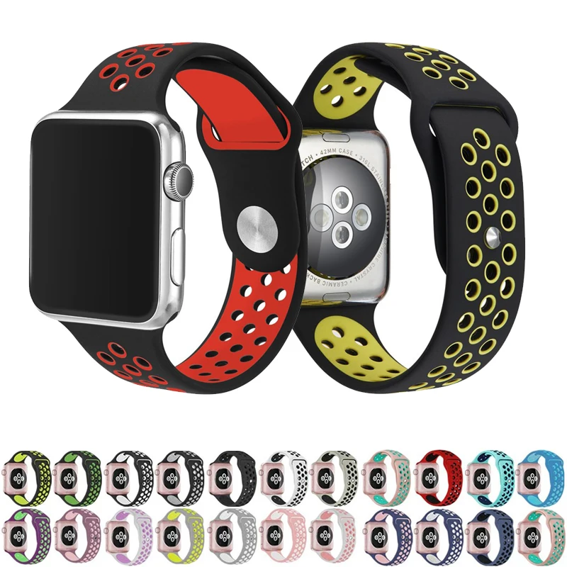 

Sport strap for apple watch band 4 42mm 38mm correa silicone watchband for iwatch strap 44mm 40mm 3/2/1 rubber bracelet belt
