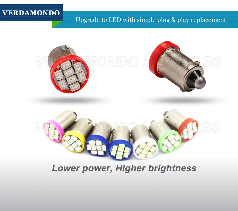 4 Pcs High Quality T4W BA9S 8 SMD 1206 LED Interior Bulb 3020 8smd Wedge Auto Reading Dome Lamps Car Marker Light 12V 7 Colors