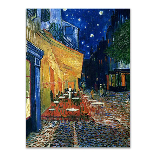 Ван Гог плакаты и принты кафе терраса в ночное время холст Художественная живопись импрессивные настенные картины украшения спальни - Цвет: A