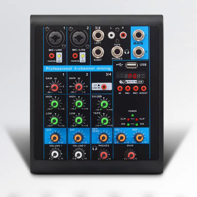 Finlemho DJ Mixer Audio Bluetooth USB Console K4