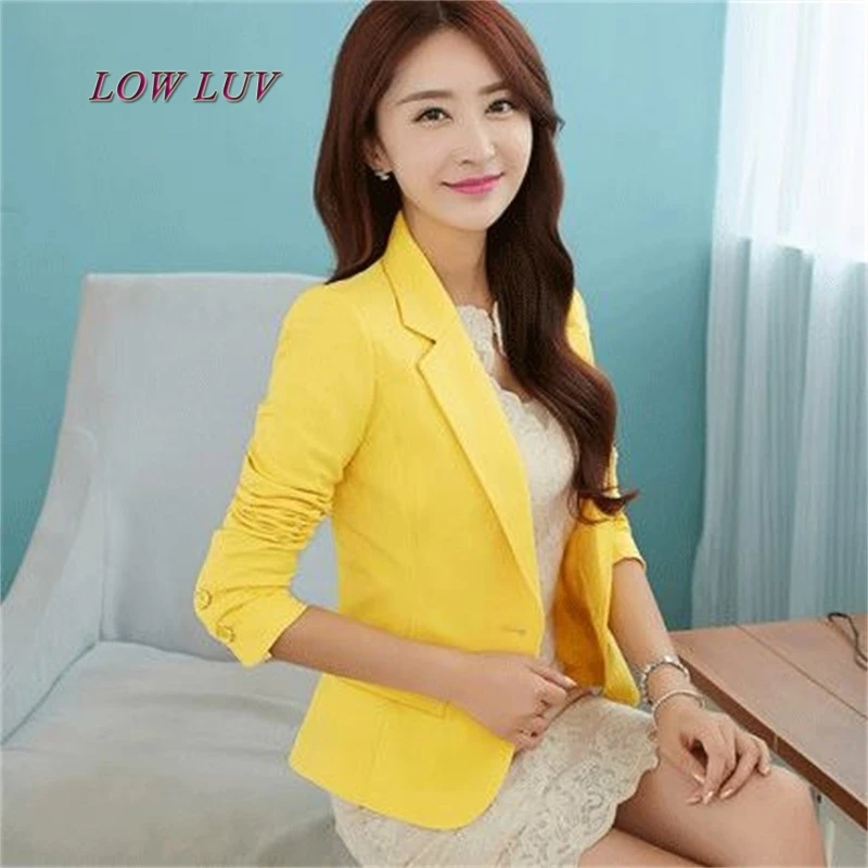 

2017 Black Yellow Blue Jackets female formal jacket short paragraph Ms. Slim Ms. long-sleeved suit jacket