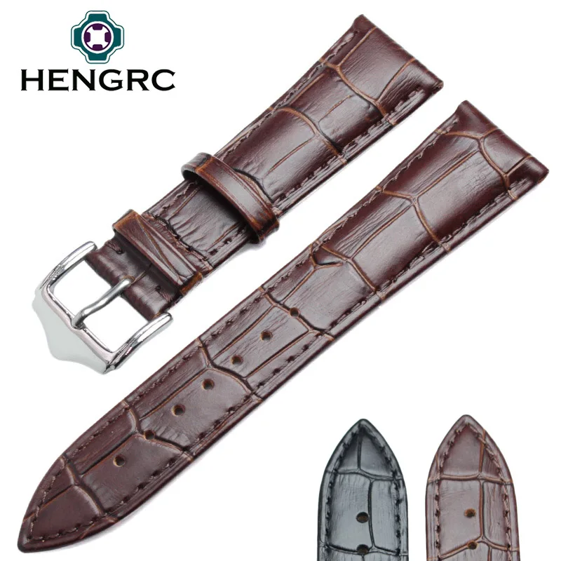 

Soft Genuine Leather Watchbands 18mm 19mm 20mm 21mm 22mm 24mm Men Black Brown Watch Band Strap Silver Buckle Watch Accessories