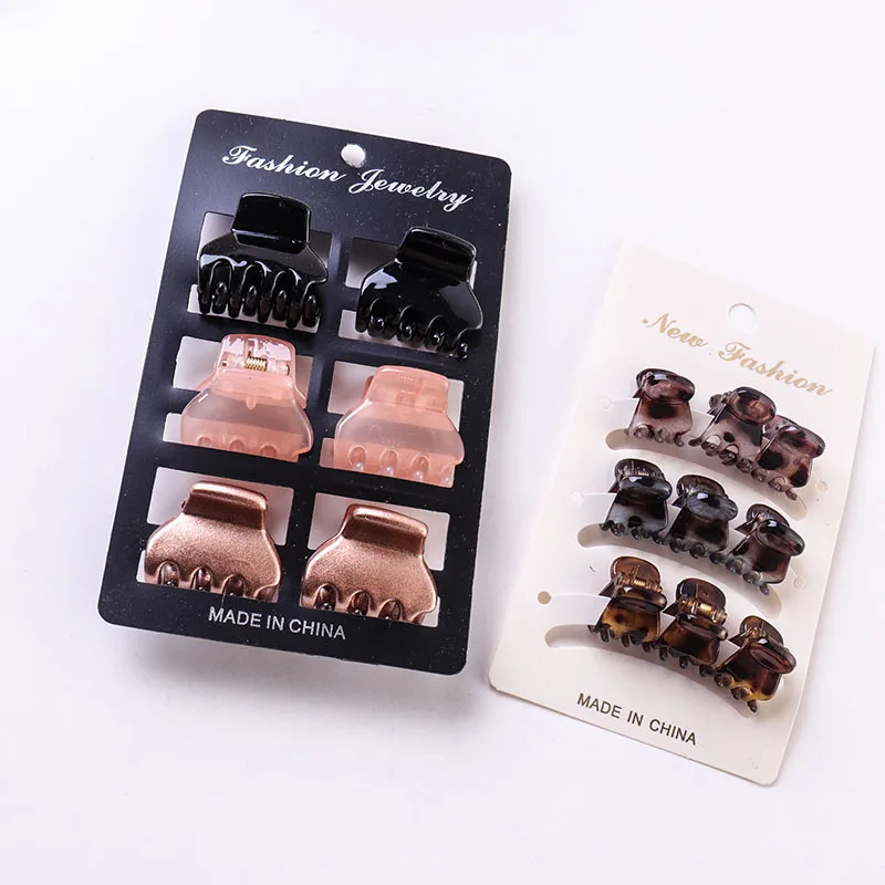

Women Basic Solid Leopard Print Small Size Hair Claws Set Cute Quality Shining Acrylic Hair Clips Simple Hair Holder Headdress