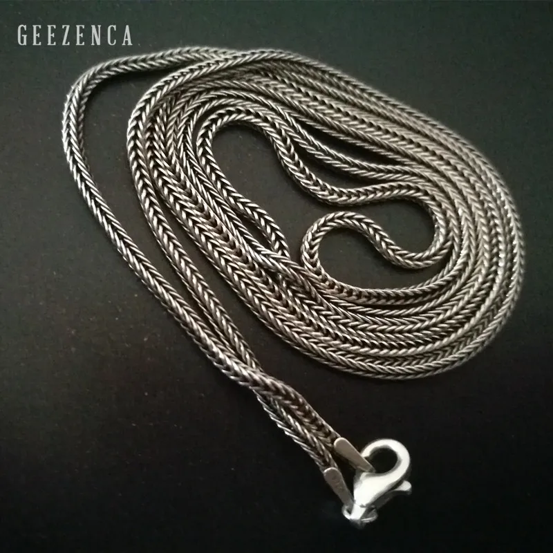 

GEEZENCA-925 Sterling Silver Thai Handcrafted 2mm-Diameter 65cm-Length Rope Chains Necklace Fine Jewelry Unisex Gift Vintage