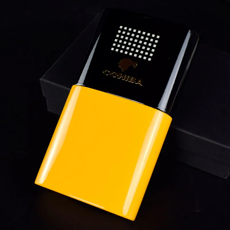 

COHIBA Solid Wood Travel Cigar Case Humidor 3 Tube, with Gift Box