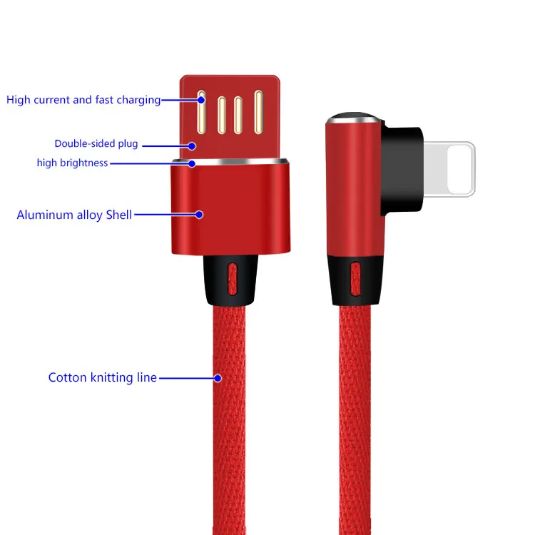 USB 90 градусов type C Micro IOS/Lighting кабель для Xiaom Redmi Note 7 зарядный кабель type-C для OPPO samsung HUAWEI S9 S10