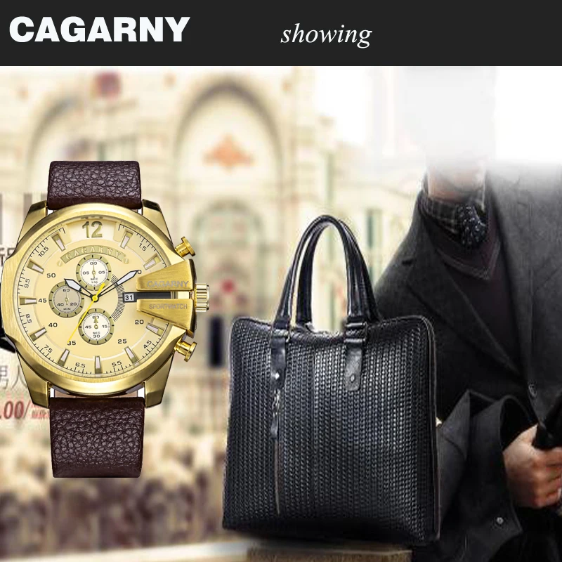 cagarny dz style quartz watch men golden mens watches (2)