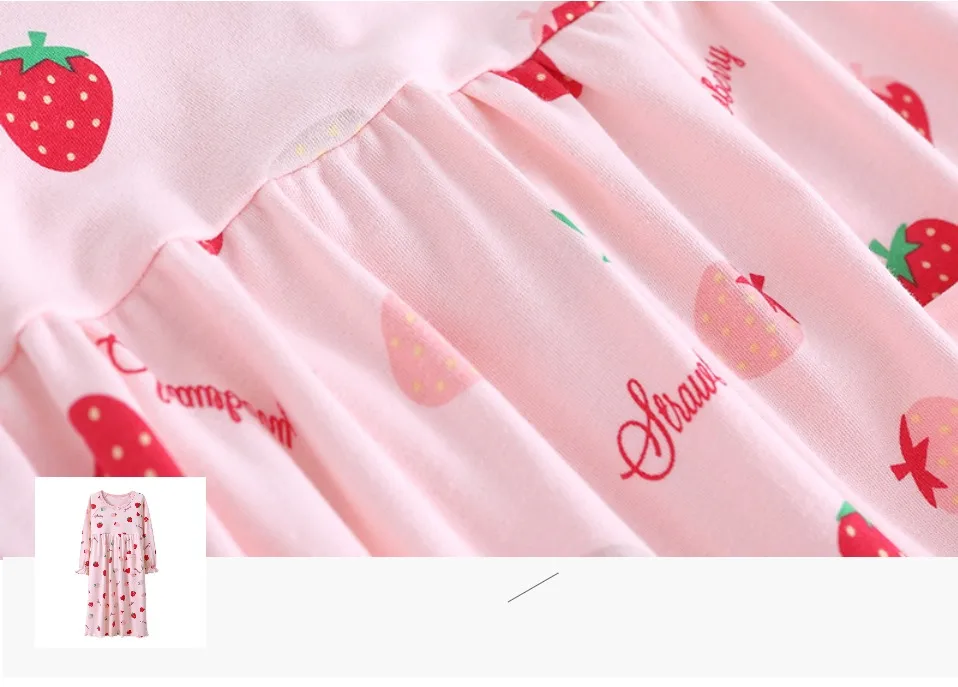 Aijiatiny/Детские хлопковые пижамы для девочек; одежда для сна; детская ночная рубашка; пижамы с принтом вишни; детская ночная рубашка; платье для сна для девочек