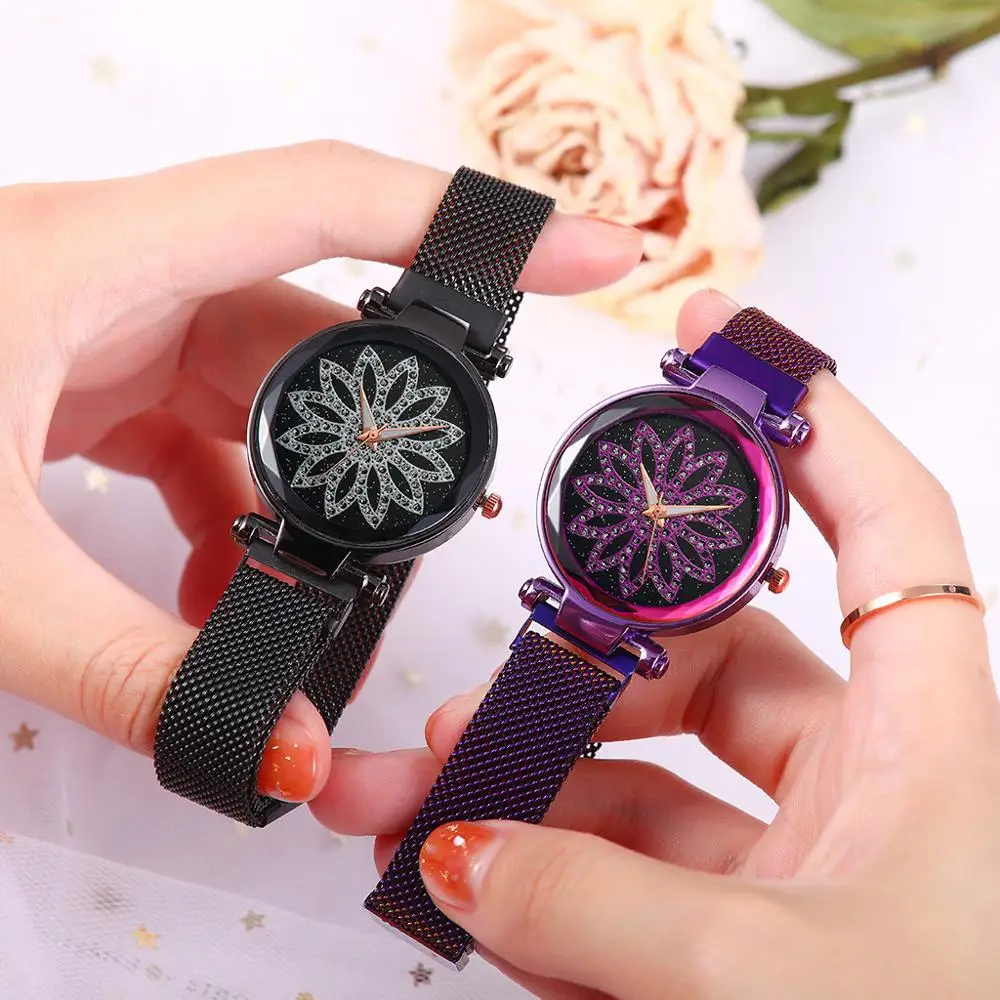 

2019 Minimalist Starry Sky Magnet Watch Luxury Women Bracelet Watches Fashion Ladies Crystal Quartz Wristwatch zegarek damski