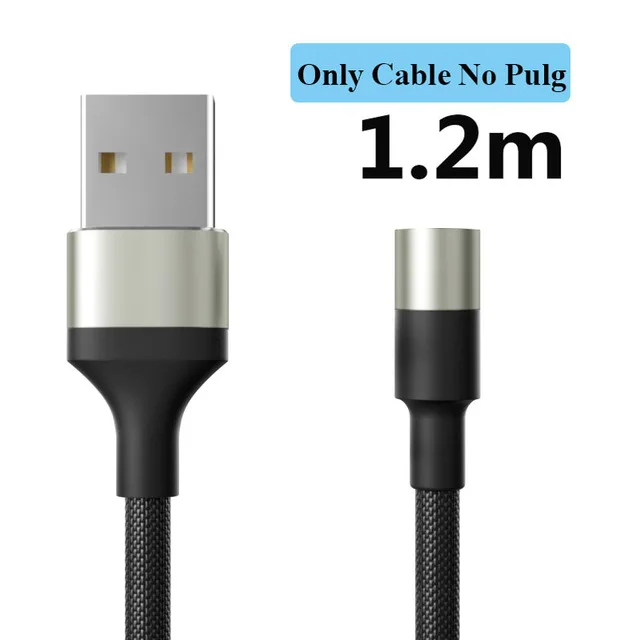 QC 3,0 Быстрая зарядка 3A Магнитный кабель type C Micro Usb быстрая зарядка Usb C светодиодный светильник для iPhone Xiaomi huawei Phone 1,2 м - Цвет: Only Silver cable