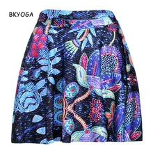 BKYOGA модная синяя Цветочная цифровая плиссированная юбка с принтом галактики выше колена Saia De Renda Прямая
