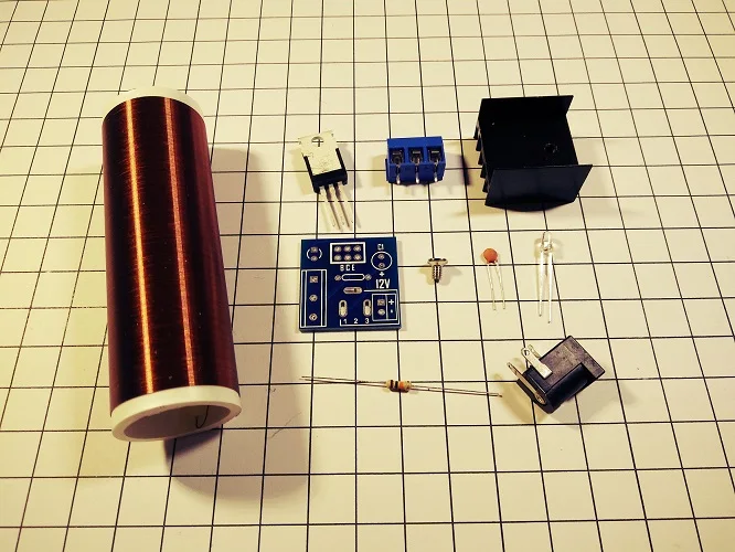 

Mini Mini Tesla Coil Kit Killer Exciter Electronic Technology Production DIY Parts 12v Power supply 15w