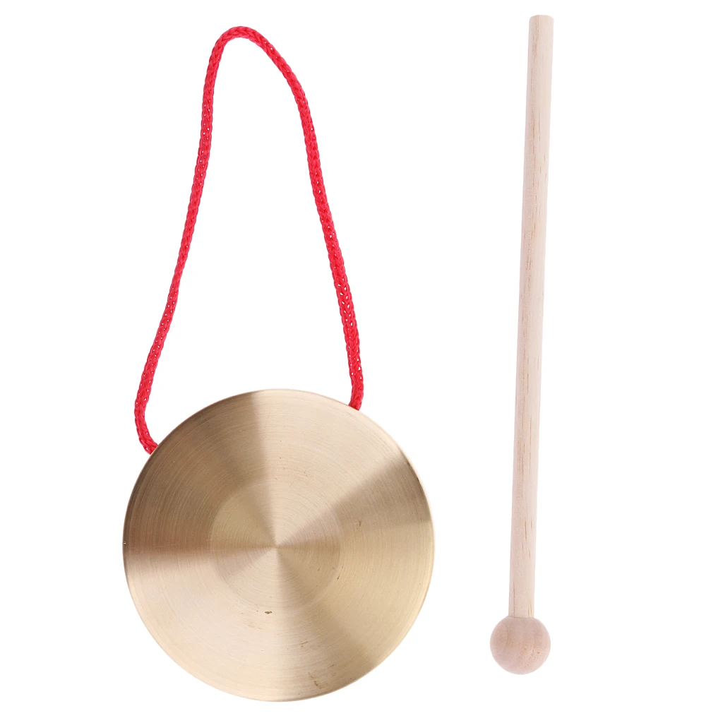 Wind Gong with Red Rope Hand Cymbals Mini for Kids Children Rhythm Training Percussion Musical Instruments