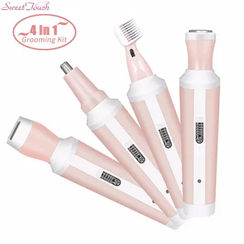 

Sweettouch Rechargeable Nose Hair Trimmer/Body Shaver/Eyebrow Trimmer/Facial Shaver,4 in 1 Grooming Kit,Pink