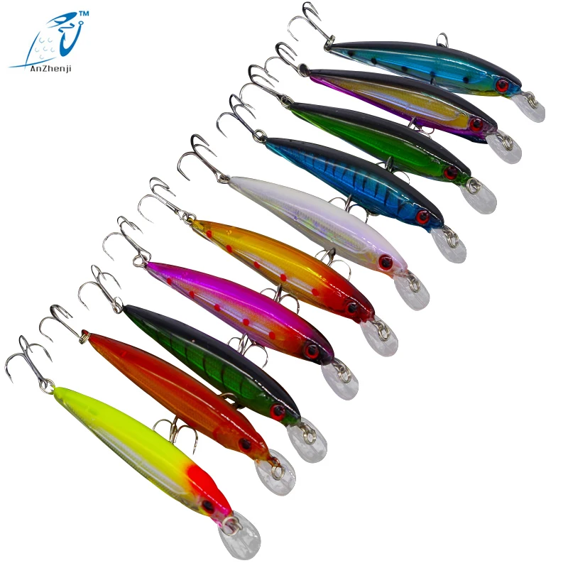 

ANZHENJI 10Pic/Lot 13.5G 11CM Fishing Lure Minnow Lures Hard Bait Pesca Fishing Tackle isca artificial 10 Colors Hook Swimbait