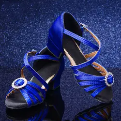 Атлас Дети Латинской Танцы обувь мягкая подошва Бальные танцевальная обувь для танго Чача 4 цвета Туфли для латинских танцев для девочек