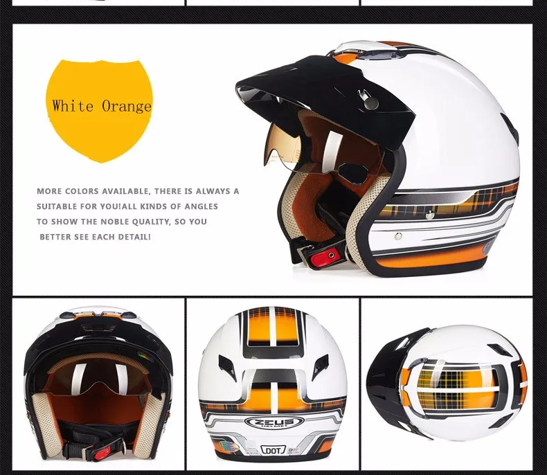 Zeus 381c 3 4 capacete da motocicleta
