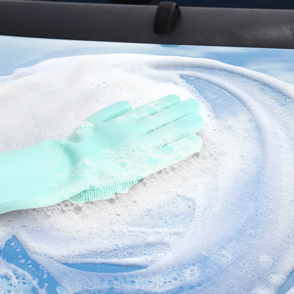 Пара волшебных силиконовых скруббер резиновых перчаток для чистки пыли мытья посуды уход за домашними животными уход за шерстью автомобиль изолированный кухонный помощник