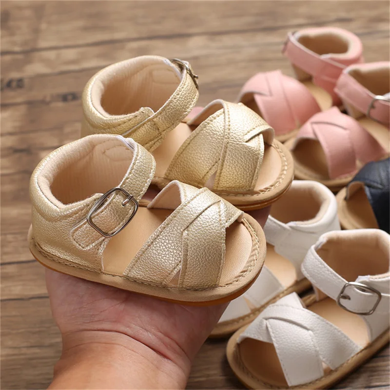 

2019 Summer Newborn Infant Baby Girls Fashion Shoes Prewalker Non-slip PU Leather Soft Sandals
