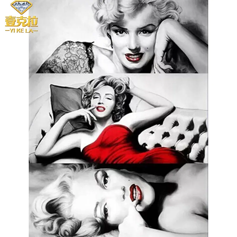

YIKELA 5D DIY Full Square Diamond Painting Sexy Monroe Diamond Embroidery Cross Stitch Rhinestone Painting Home Decor Gifts