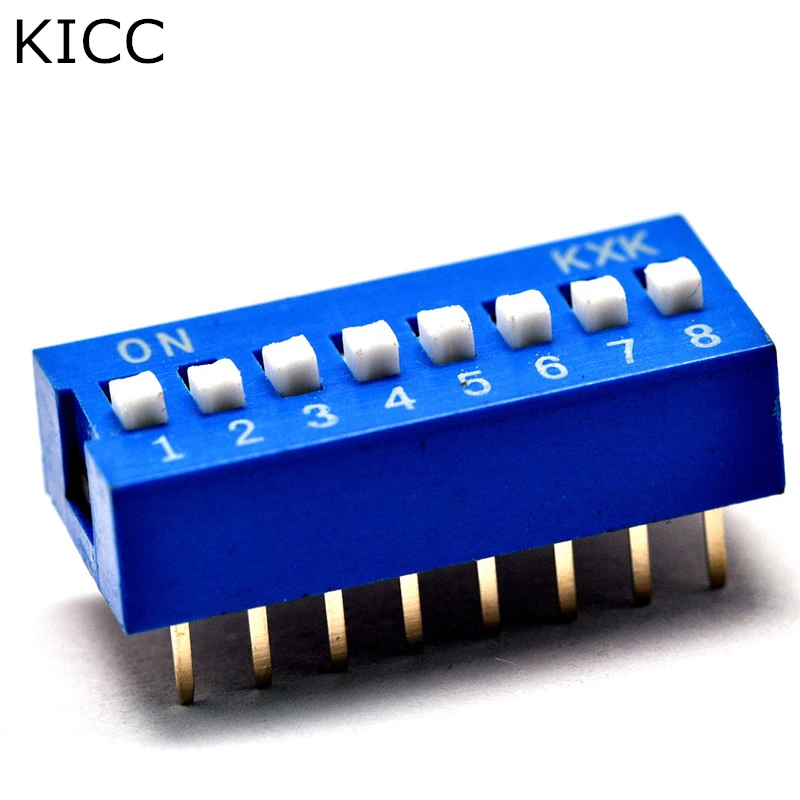 

10Pcs Blue Toggle switch 8 Limit 2.54mm DIP16 Coding number switch DS-08