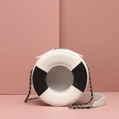 

Spring and summer new transparent small round bag color matching female bag shoulder diagonal portable female bag