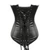 Deluxe Women PU Leather Corset Zipper Halter Lace Up Back Overbust Bustiers Waist Tranier Lingerie Nightclub Wear Corselet ► Photo 3/4