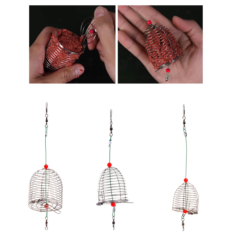 Fishing Tools hand spinner Small Bait Cage Fishing Trap Basket Feeder Holder Fishing Tackle