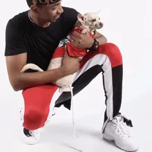 Черного цвета. Уличный стиль, 6 цветов, с застежкой-молнией, двойной полоской, спортивные штаны, штаны для бега, двойной полоской 005