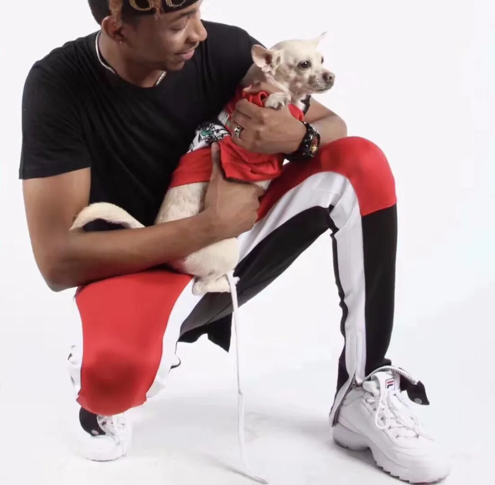 

black . street new style 6 color zipper Double Stripped Track Pants bottoms jogger pants Double Stripp 005#