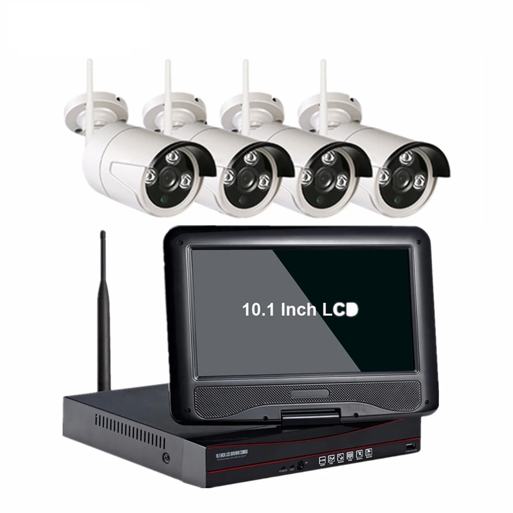 

4CH Wireless 1080P 960P 720P NVR Kit HD 10.1 Inch LCD Monitor 4CH wifi NVR Security WIFI camera CCTV Camera System