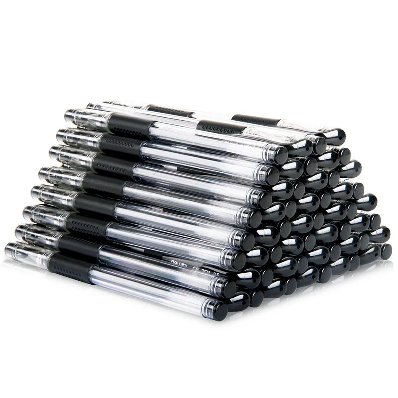 60PCS DELI 33140 Carbon Pen 0.5mm Gel Pen Student Exam Black Penin Gel